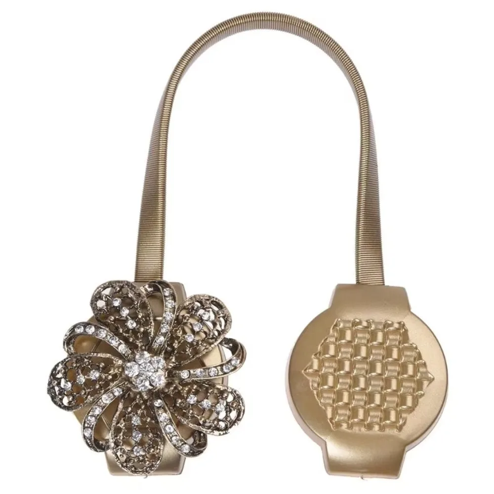 Flower Shape Magnetic Curtain Holdback Clips Magnet Fastening Sparkling Crystal Curtain Tiebacks Attractive Design Flower Type