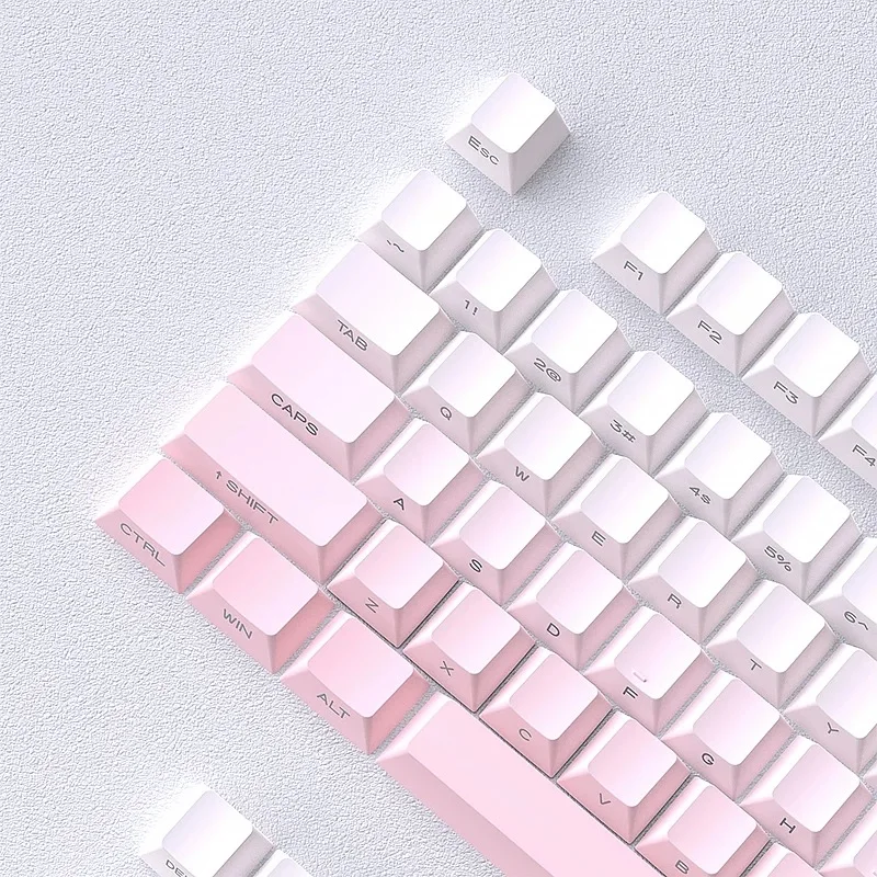 New 133+ Keys Double Shot Shine Through Keycaps Peach Pink Side Print PBT Keycaps Cherry Profile for MX Switches Gaming Keyboard