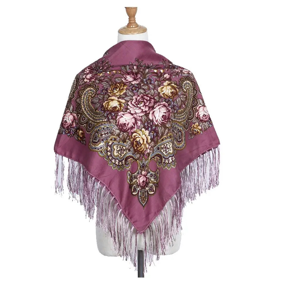 

Women Fashion Floural Russian Style Pashmina Big Size Tassel Scarf Wraps Square Scarf Shawl
