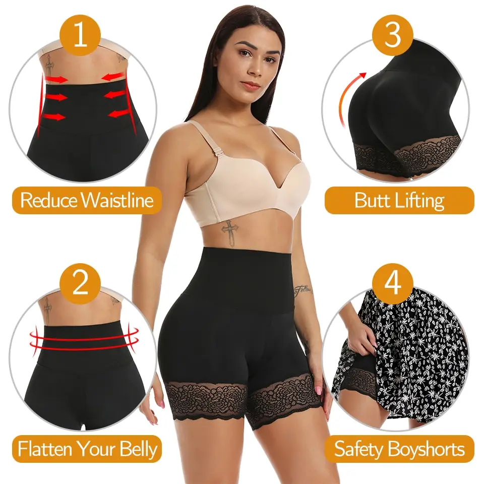 Women Shapewear Lace Seamless Safety Short Pants Female High Waist Stretch Shorts Briefs Summer Slimming Under Skirt Shorts