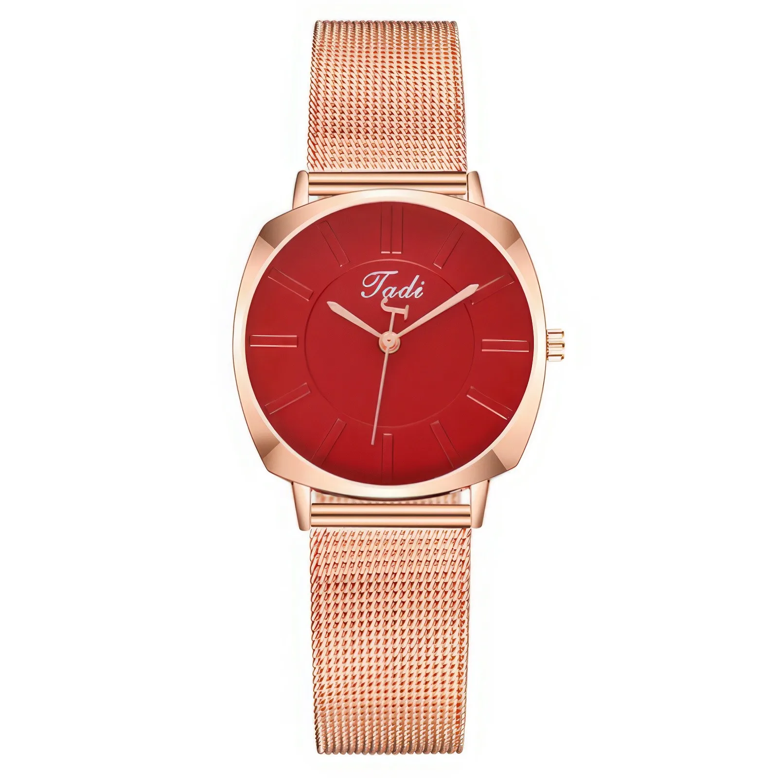 

‌ Женские кварцевые часы с сетчатым ремешком из розового золота, белый циферблат с римскими цифрами, осень-осень 2024, новый стильный дизайн, идея праздничного подарка