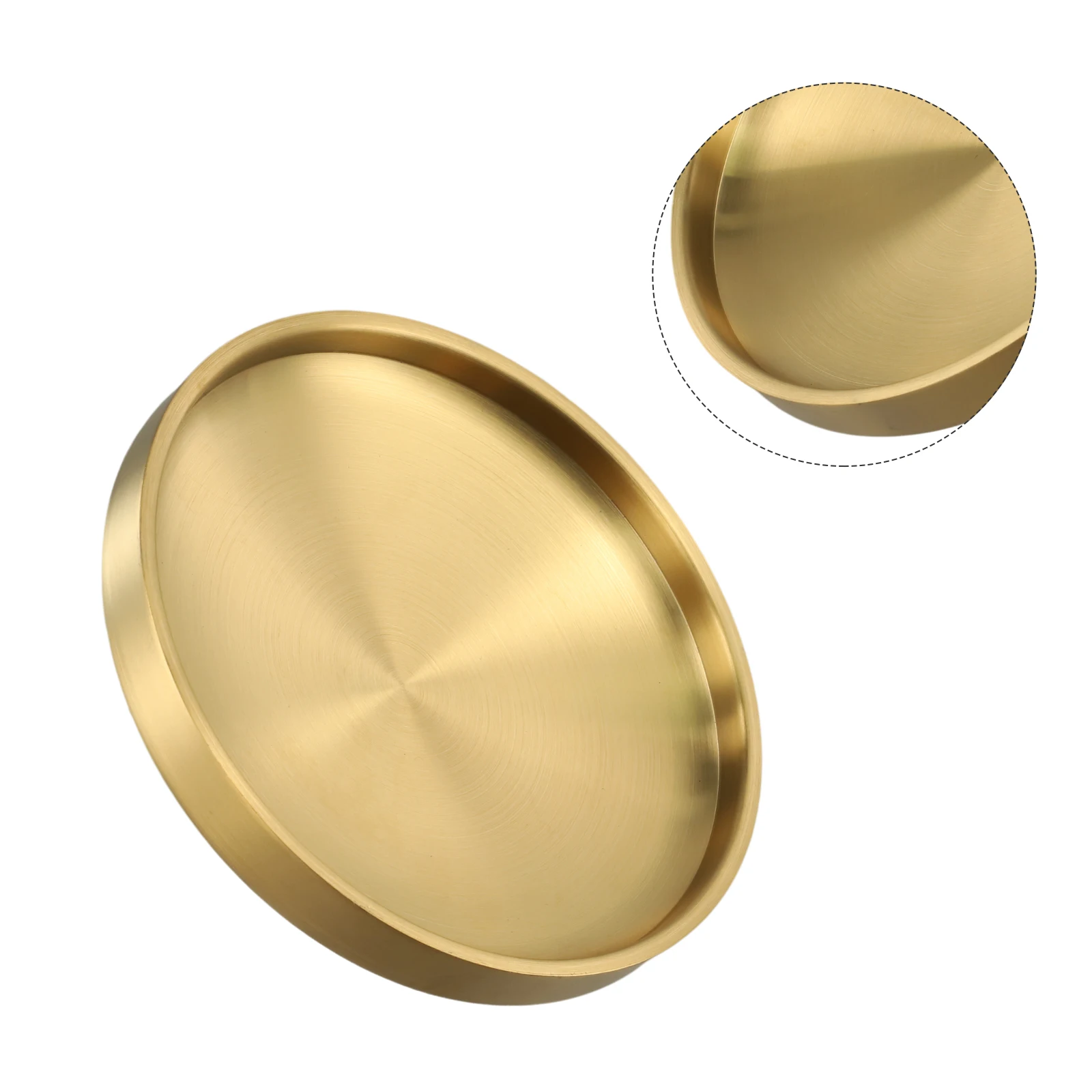 Gold Round Tray Double-layer Round Tray Brushed Finish Double-layer Insulation Drop Resistance Easy Cleaning Non-slip Base