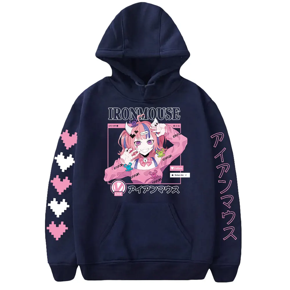 Ironmouse VTuber felpa con cappuccio manica lunga Streetwear uomo donna felpa con cappuccio stile Casual abbigliamento Harajuku