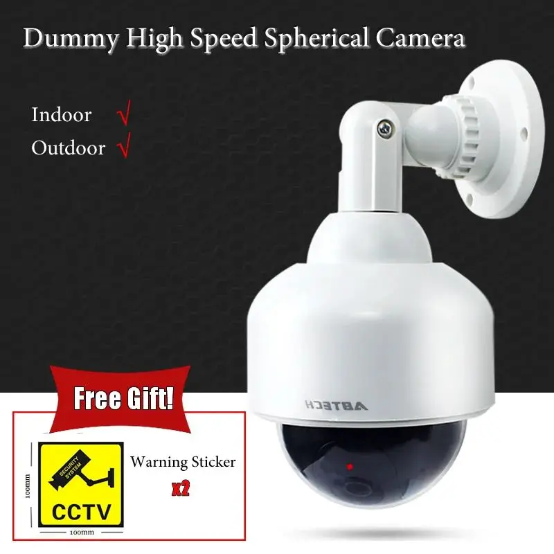 

Creative White Dummy Spherical High Speed Camera Flashing LED Fake Dome Camera CCTV Surveillance Security System Indoor Outdoor