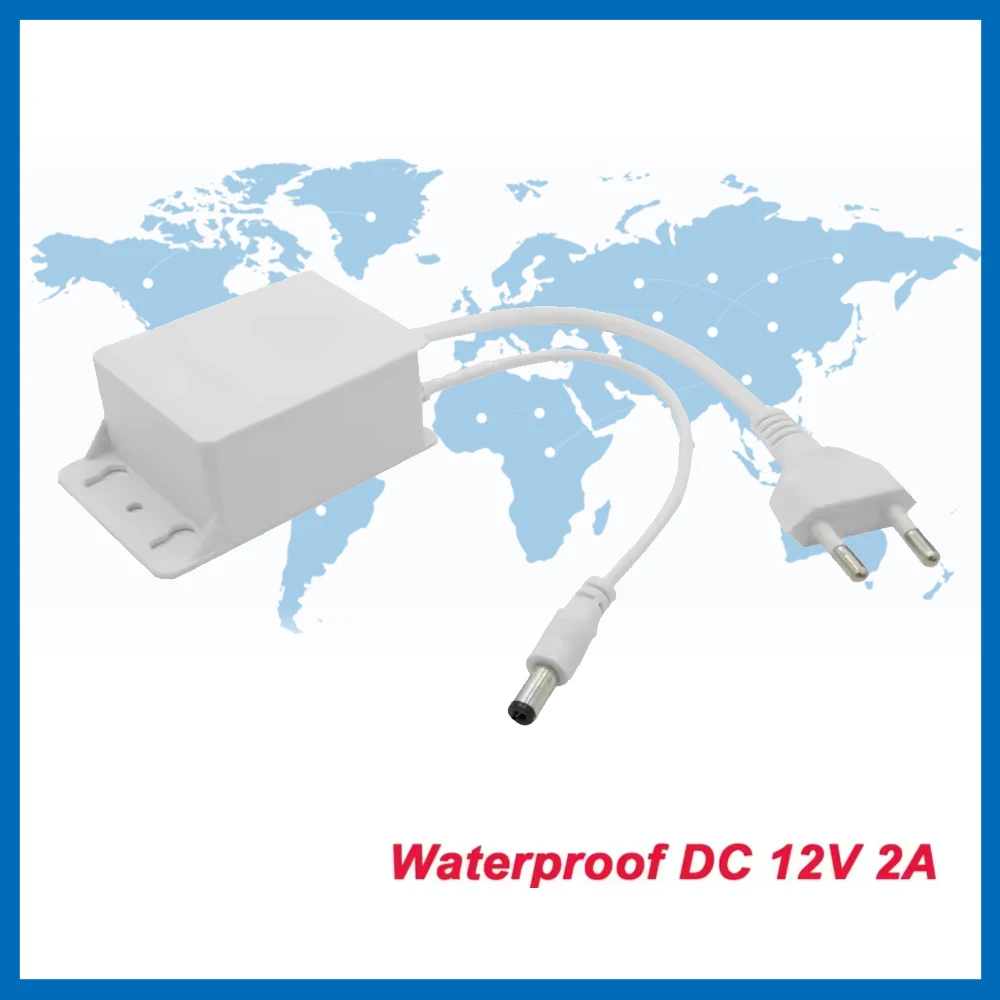 Waterproof DC12V 2A EU Power Adapter For Surveillance CCTV Security Cameras AHD Camera DVR NVR Input AC100V-240V 5.5mm*2.1mm