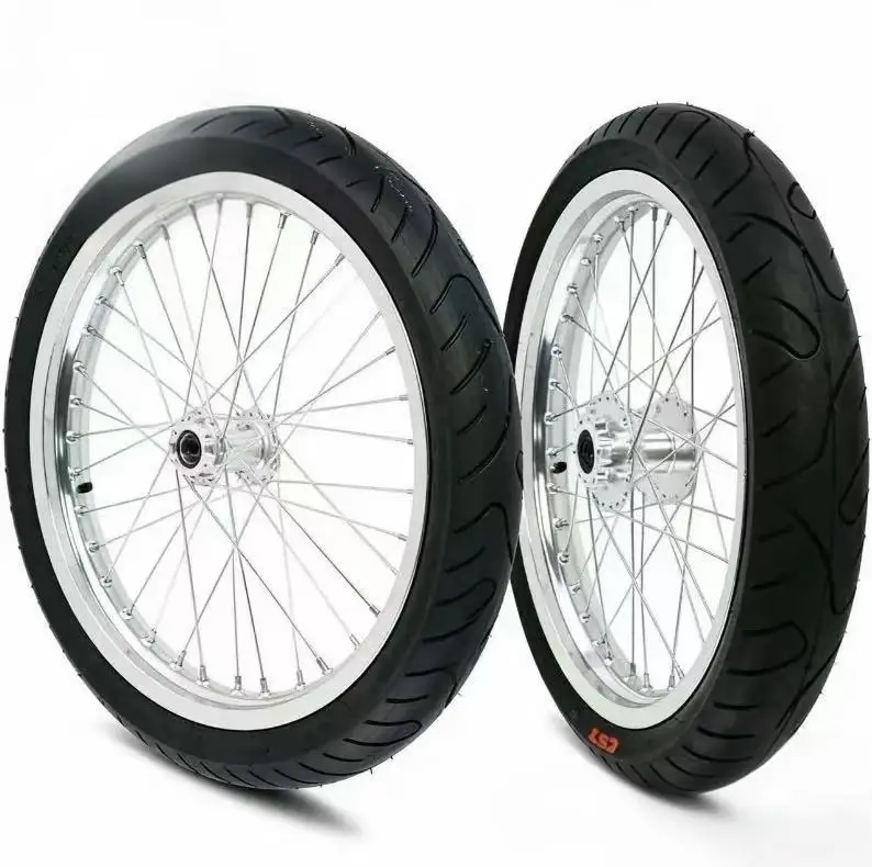 CNC Machined Billet    Bee Light Bee17 Inch Silver Supermoto Wheels CST Street Tires Set Motorcycle Accessories Spare