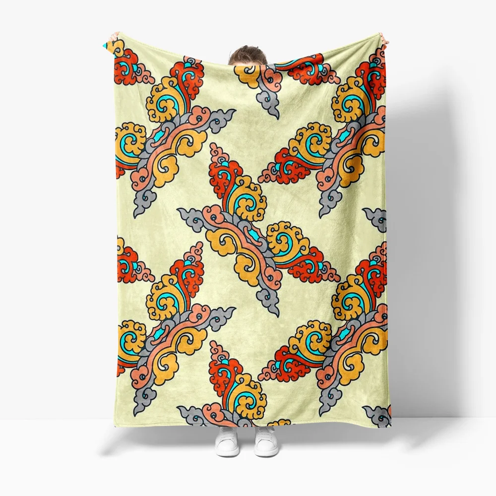 

Cartoon Chinese Style Embroidered Silk Throw Blanket for Kids Girls Bed Sofa Decorative Cushion Cover Gift