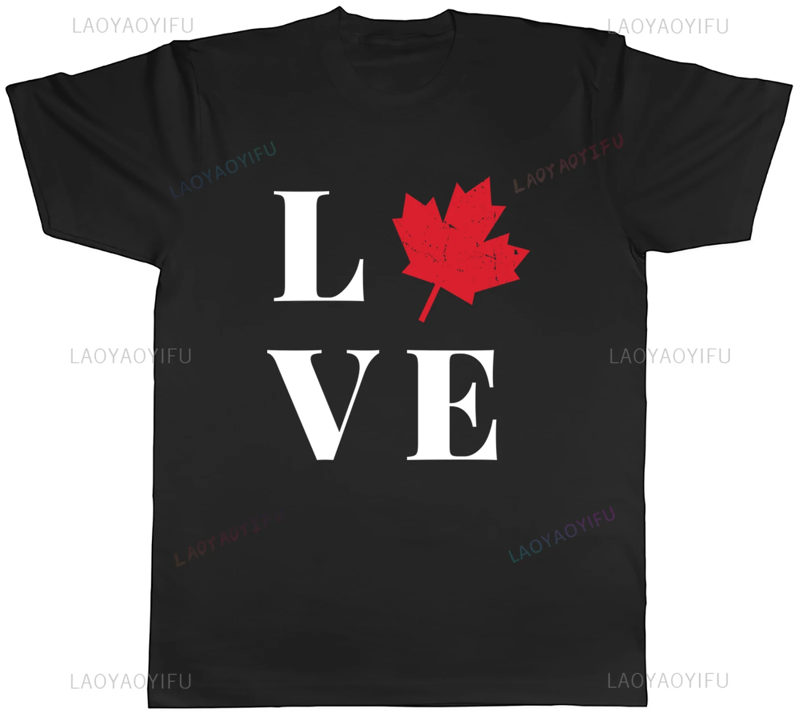 Love Canada Mens Printed T-Shirt Maple Leaf Canadian Proud Lover High Quality Cotton Tee Creative Gift Short-sleev Ropa Hombre