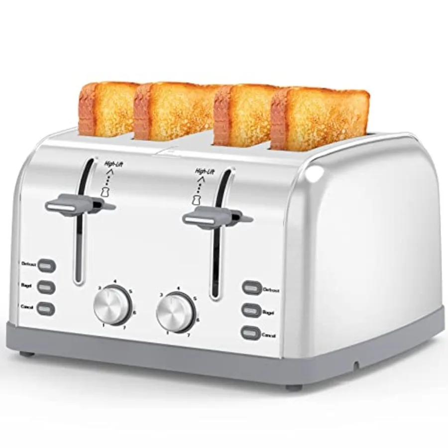 

Toaster 4 Slice Retro Stainless SteelBest Prime 4 Slice Toaster Wide Solt with 7 Shade Settings Perfect for Waffles Bagels and