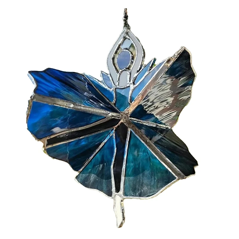 

New Dancing Lady Stained Glass Spinner Outdoor Hanging Decor Garden Decorations Decorative Wind Spinner Ouddoor Butterfly