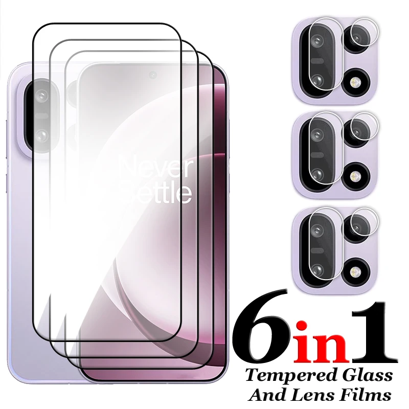 

6in1 For OnePlus 15 5G Glass For OnePlus 15 Tempered Glass 2.5D Full Cover Glue Screen Protector For OnePlus 15 Lens Film