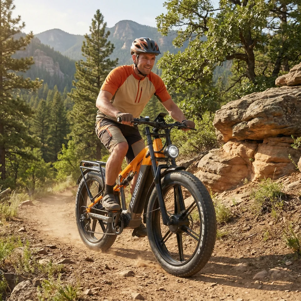 RANDRIDE YX80M-2 2000W Electric Off-Road Bike, 48V 20AH Battery 26"x4.0 Fat Tires, Aluminum Suspension Frame & Dual Drive, Shimano Hydraulic Brakes, Supports 150KG Load image 4