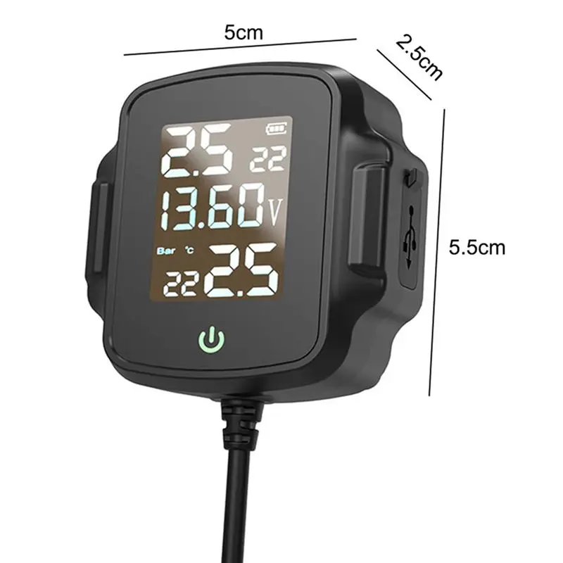 M49K-2X Motorcycle TPMS Motorbike Tire Pressure Monitoring System Tyre Temperature Alarm System With QC 3.0 USB