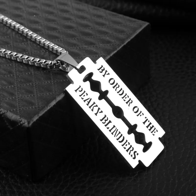 Razor Blade Necklaces Stainless Steel Style Movie Jewelry Peaky Blinders Blade Pendants Accessories for Women Men Gifts