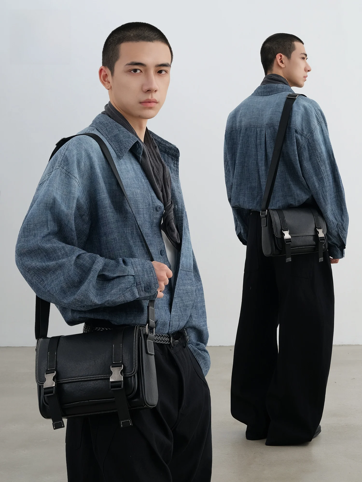 Retro Casual Crossbody Bag for Men Cowhide Leather Messenger Bag Young Business Single Shoulder Bag Sfreeya Brand Pure Color