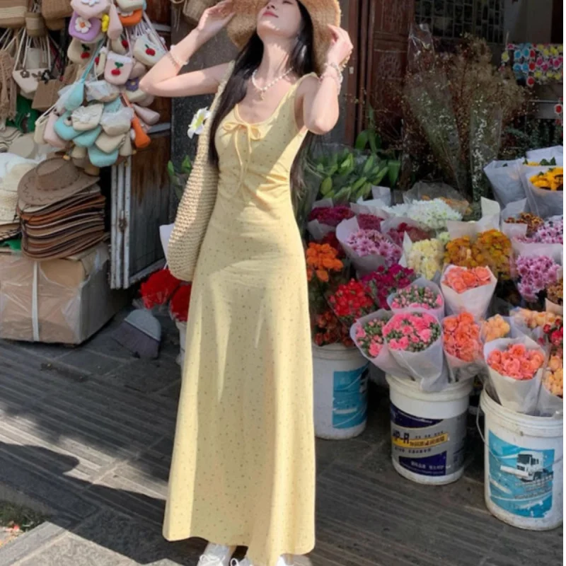 

2025New French Style Super Beautiful Unique Pretty Strap Dress This Year's Trendy Floral Dress for Students Women's Fashion