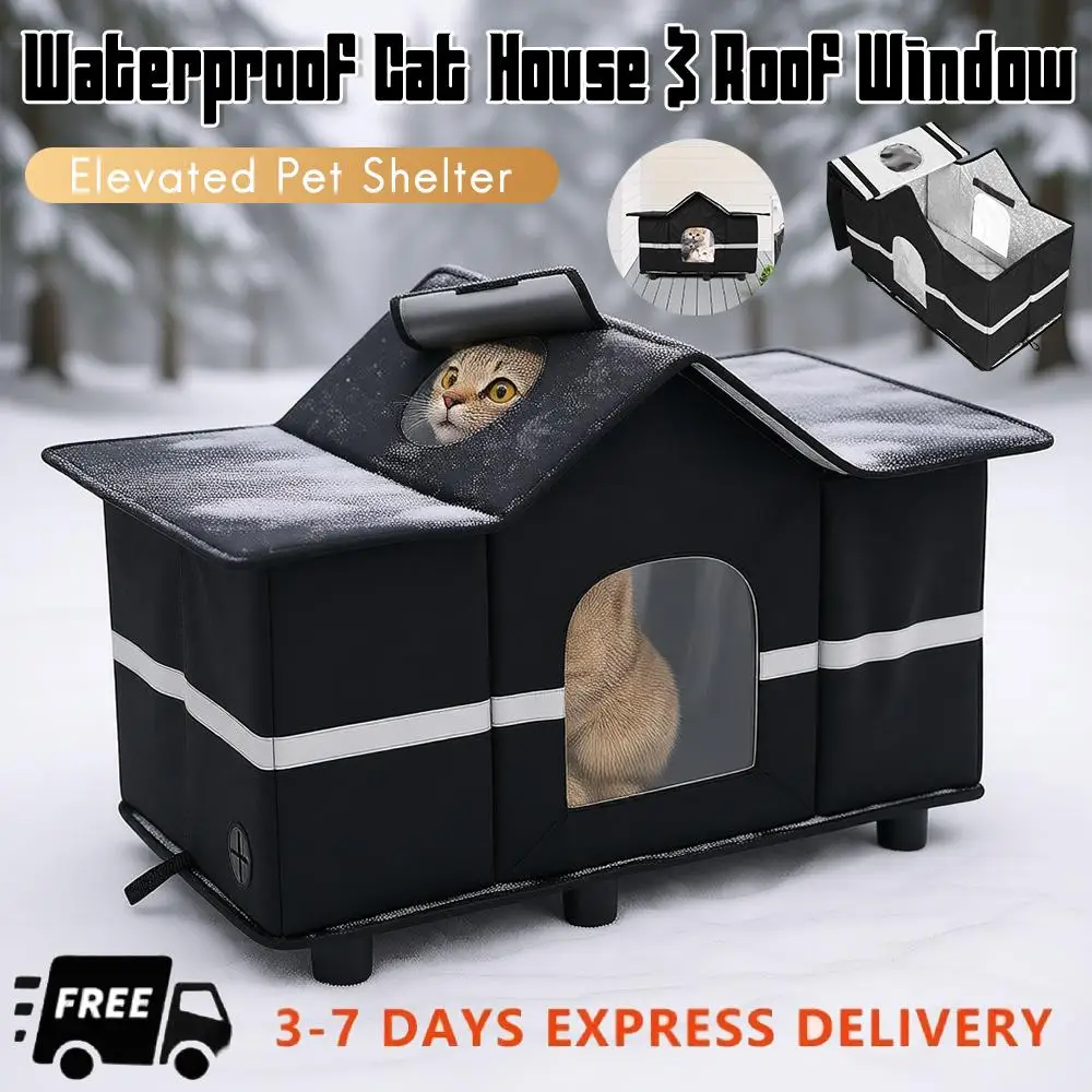 

Уличный утепленный домик для кошек с дверцей и окном, всепогодный, для бездомых и бродячих кошек, кошек из сараев и котят