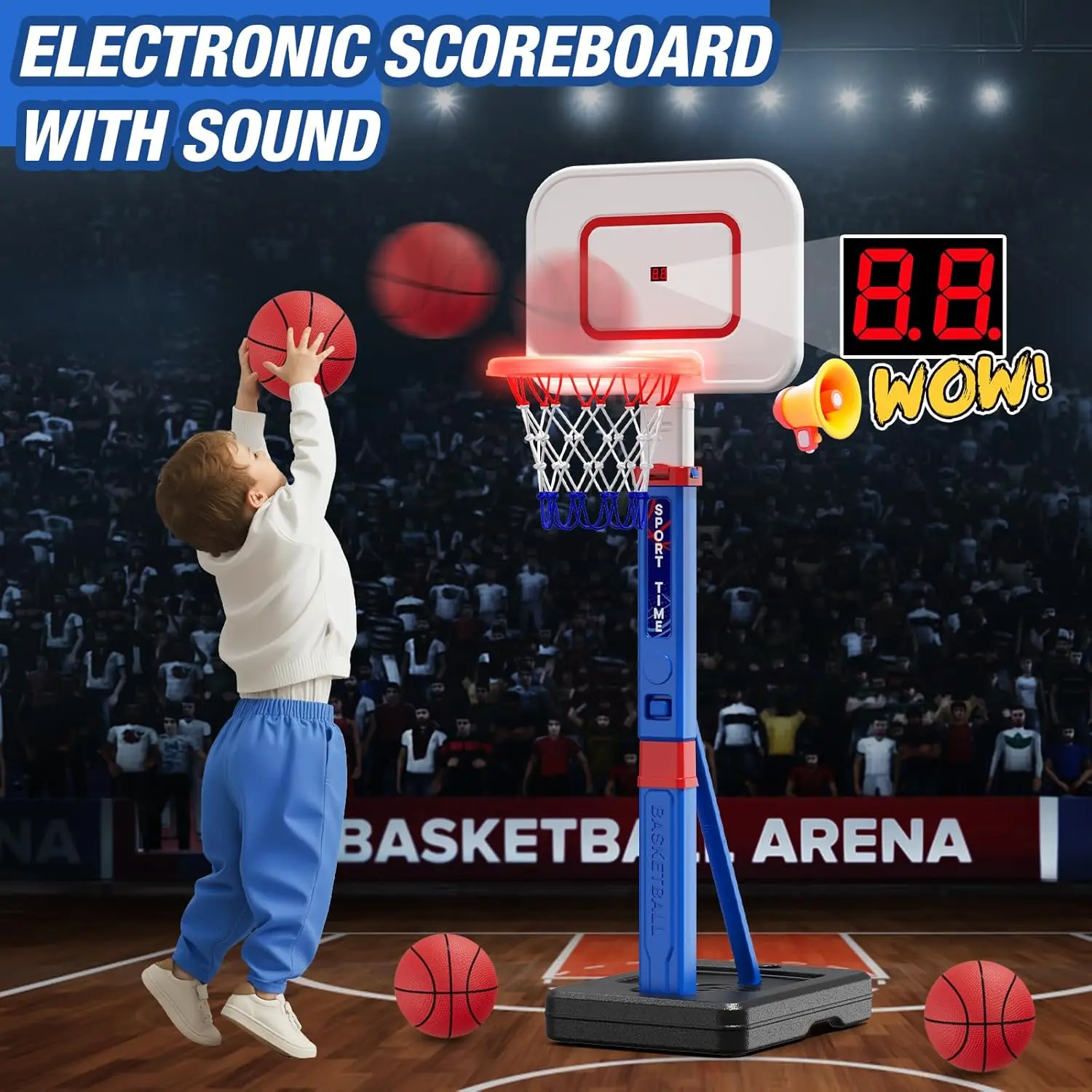 Huiye Basketbalring Balspeelgoed Binnen Buiten In hoogte verstelbaar Basketbalstandaard Speelgoed Draagbaar doel Scorebord Sportspeelgoed voor kinderen