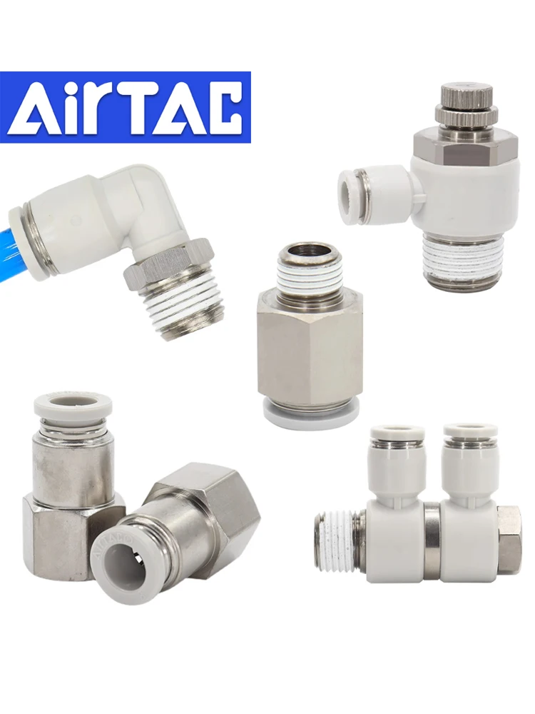 5 stuks AirTAC PC PCF PSL PHW PL mannelijke elleboog 4 6 8 10 12mm schroefdraad M5 PT1/8 1/4 3/8 1/2 One Touch buisconnector pneumatische fittingen - afbeelding 2