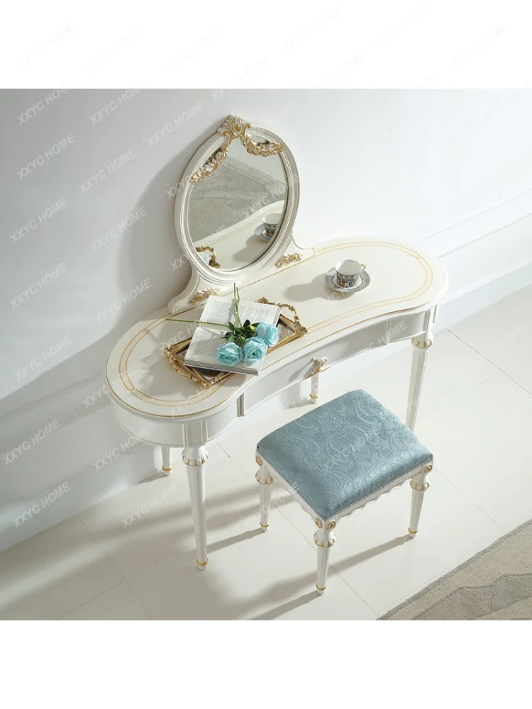 French Pastoral Style European Romantic Fresh Dressing Table Bedroom Makeup Table Dressing Stool Mirror