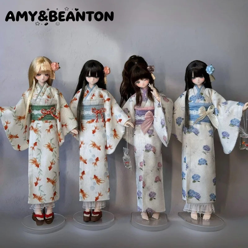doll-outfit-goldfish-and-hydrangea-yukata-fit-1-6-special-bjd-azone-mix-angel-mitian4-dolls-clothes-japanese-costume-no-doll
