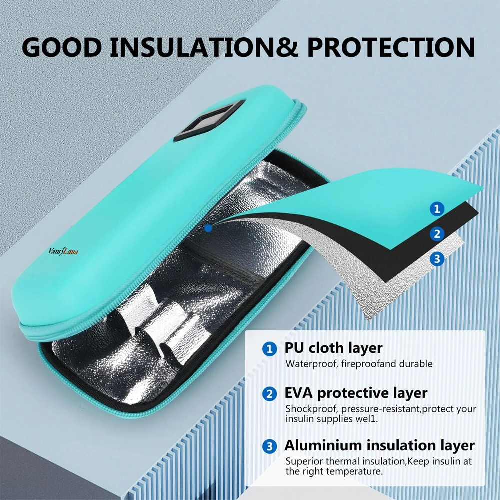 Водонепроницаемый холодильник для инсулина, ежедневный дорожный футляр с 2-мя упаковками для льда и дисплеем термометра, холодильник для диабетиков, холодильная сумка для лекарств