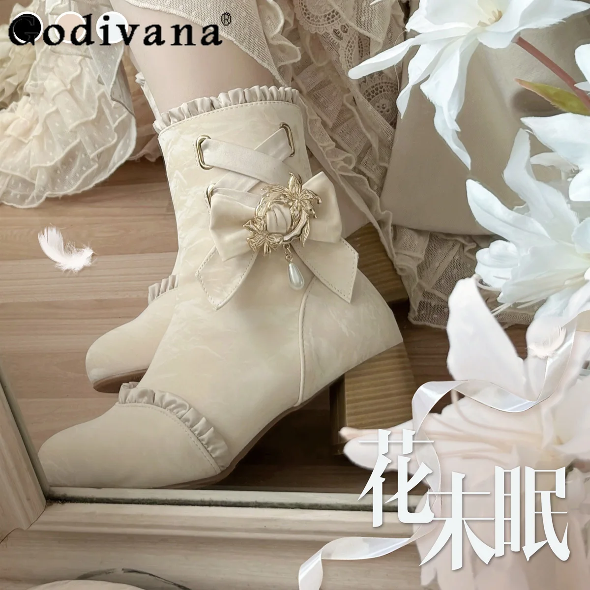 

Оригинальные французские элегантные короткие сапоги в стиле Лолиты, осенне-зимние новые зимние сапоги для девочек с милым бантом, женские сапоги Y2K, туфли-лодочки