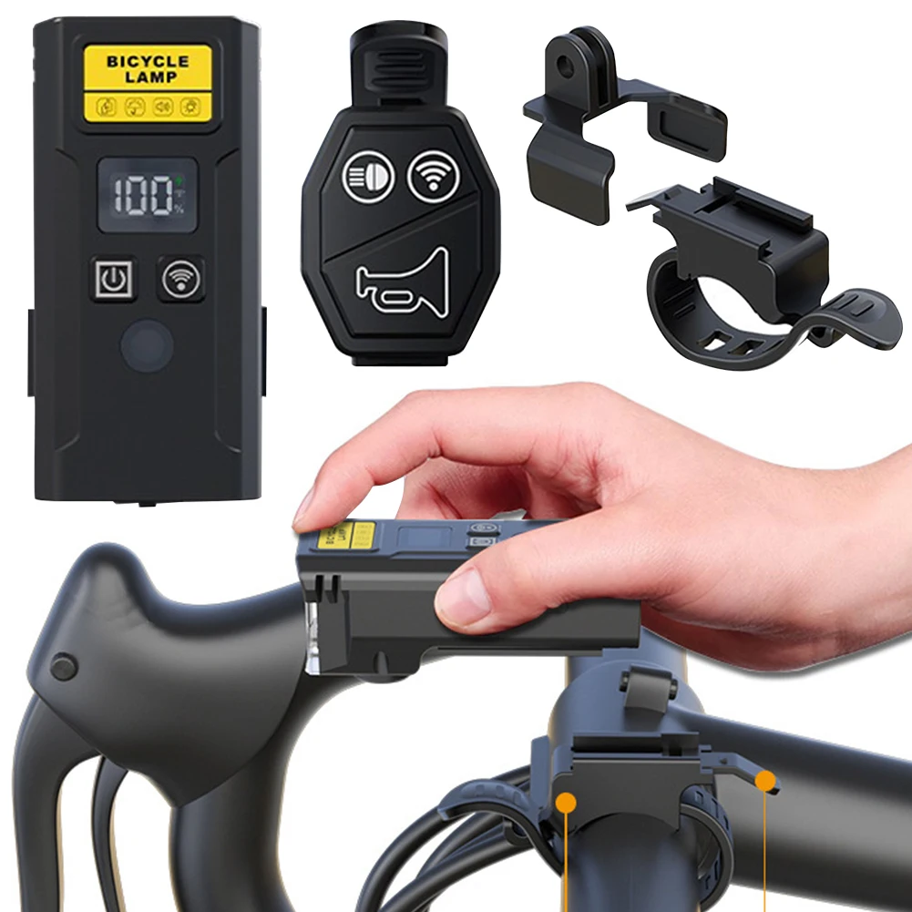 

Bicycle Front Lamp with Horn Smart Light Sensor Cycling Safety Lamp Remote Control Bike Headlight Flashlight for Night Riding
