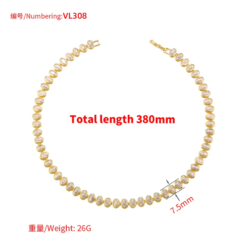 ZHUKOU Luxury Necklace for Women delicate Dinner Cubic Zirconia iced out tennis ladies Necklace chains Jewelry Wholesale VL266