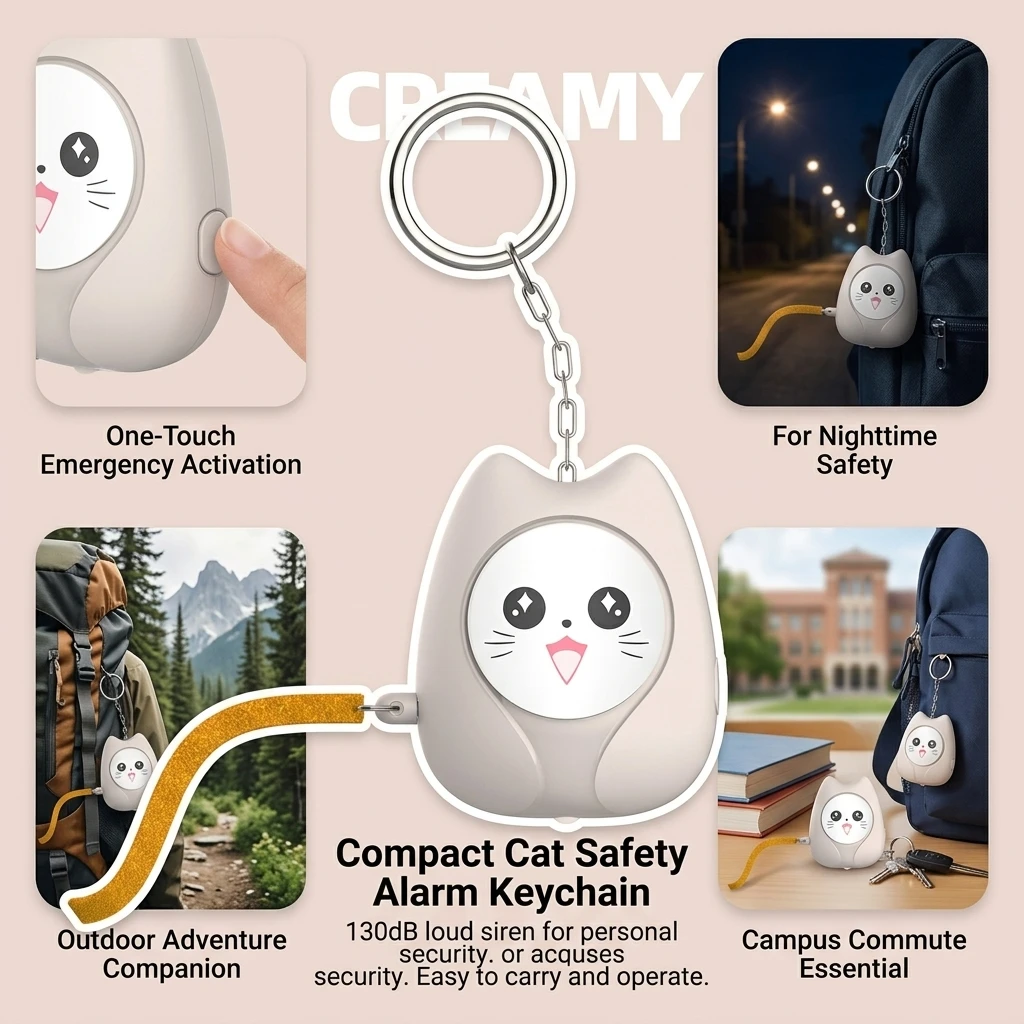 Powerful Personal Alarm 130dB Siren Safety Device for Outdoor Use, Zinc Alloy Keychain Emergency Alert for Women's Security