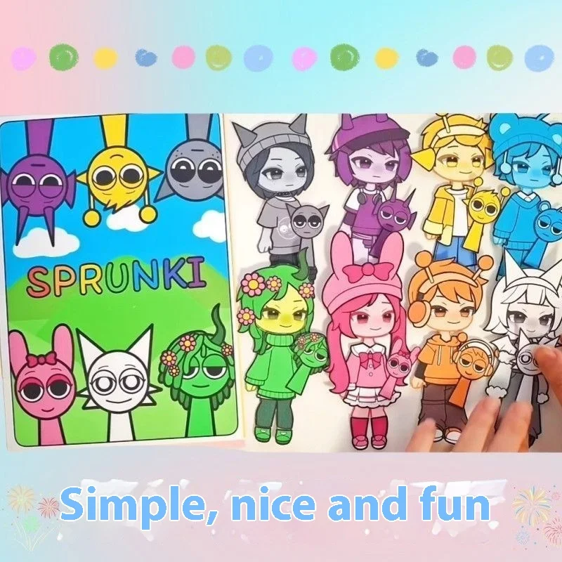 Hot Sale No Cutting Rhythm Box Sprunki Quiet Book Fun Changing Toy Handmade Diy Repeatedly Playing With Materials Gift