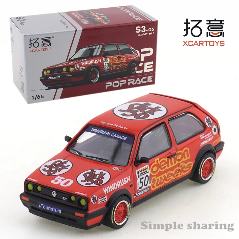 

XCARTOYS POPRACE Volkswagen Golf GTI Mk2 красная окрашенная модель автомобиля из сплава в масштабе 1/64 для мальчиков, игрушки