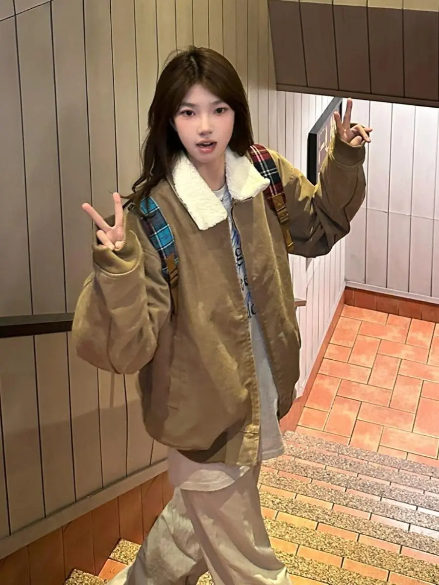 

Lamb Wool Jacket Women'S Outerwear Spring Leisure Summer Autumn Winter Fall Vacation Holiday Beach Poolside Travel Trip