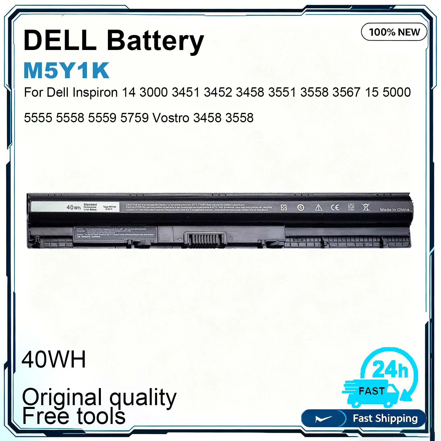 New M5Y1K Laptop Battery For Dell Inspiron 14 15 17 3000 5000 Series 5558 5559 3567 Vostro 3458 3558 Latitude 3460 HD4J0 VN3N0
