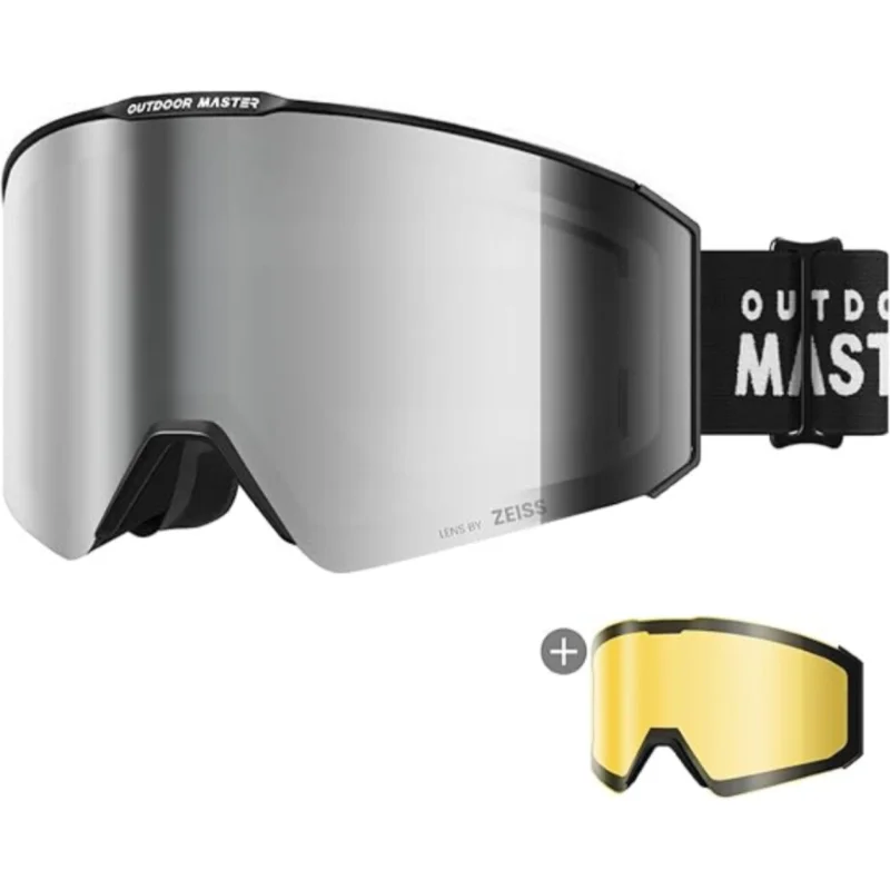 

OutdoorMaster Falcon Ski Goggles Lens by ZEISS, OTG Snowboard Goggles Anti-fog, Magnetic Interchangeable Lens, Snow Goggles