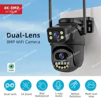 4K 8MP WiFi Surveillance Camera Dual Lens 4X Digital Zoom AI Human Detect ONVIF Outdoor Security PTZ IP Cameras