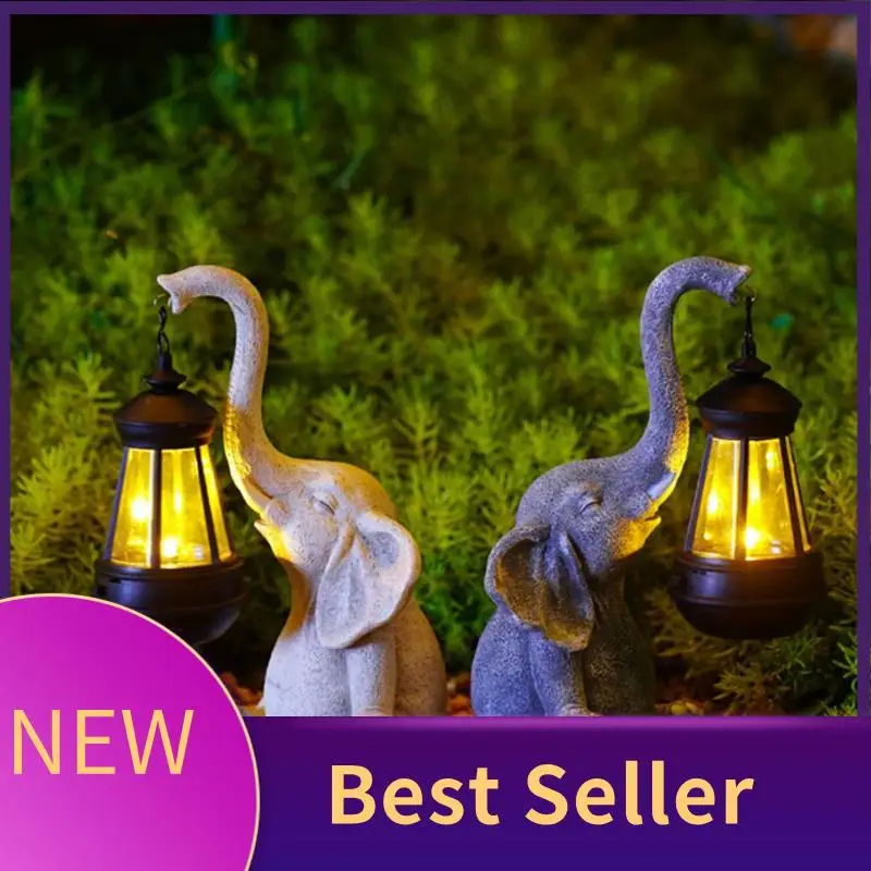 

Elephant Solar Lamp Decoration Waterproof Solid Resin Craft Elephant Ornament Statue Yard Balcony Garden Figurine Lamp B Durable