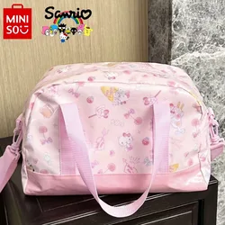 MINISO Hello Kitty New Portable Fashion Travel Bag Luxury Brand Women's Travel Handbag Cartoon Cute Travel Bag Large Capacity