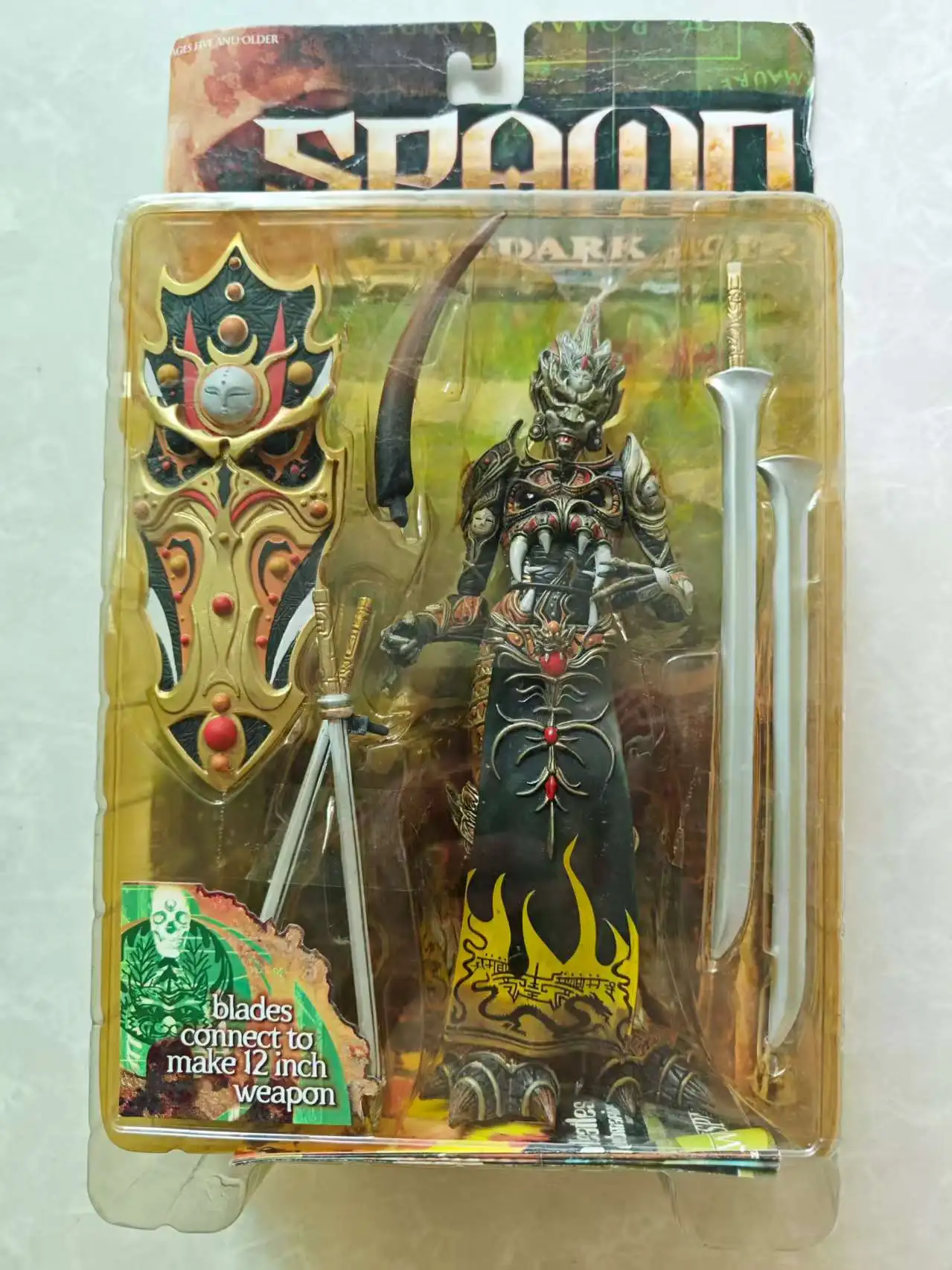 

McFarlane 1999 Spawn The Dark Ages Mandarin Spawn Series 14, фигурки героев, редкие винтажные игрушки, коробка слегка желтая