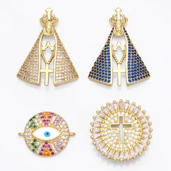 OCESRIO Virgin Mary Necklace Pendant for Jewelry Making Gold Plated Copper Christianity Findings for DIY pdta668