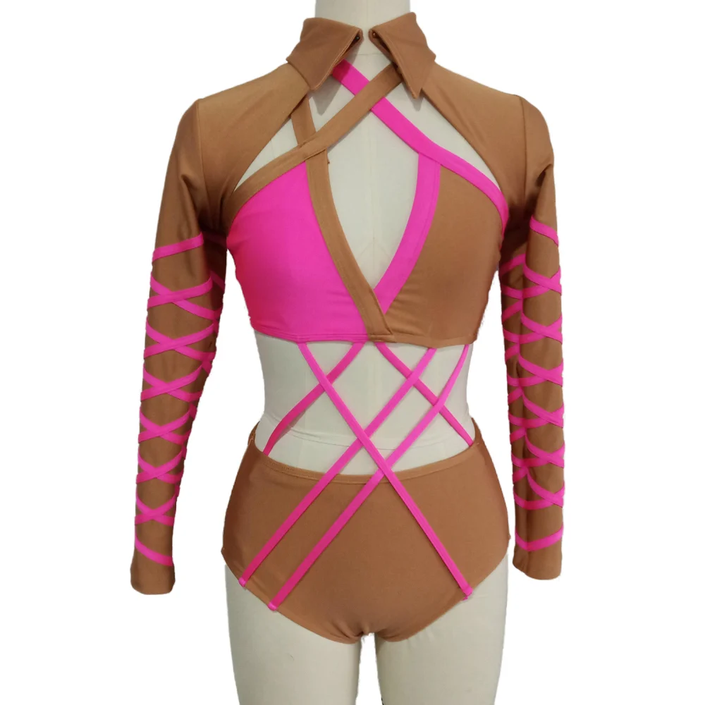 Bambini ragazze al dettaglio e all'ingrosso nylon/Lycra mesh modern dance ballet body suit training suit dance school group performance