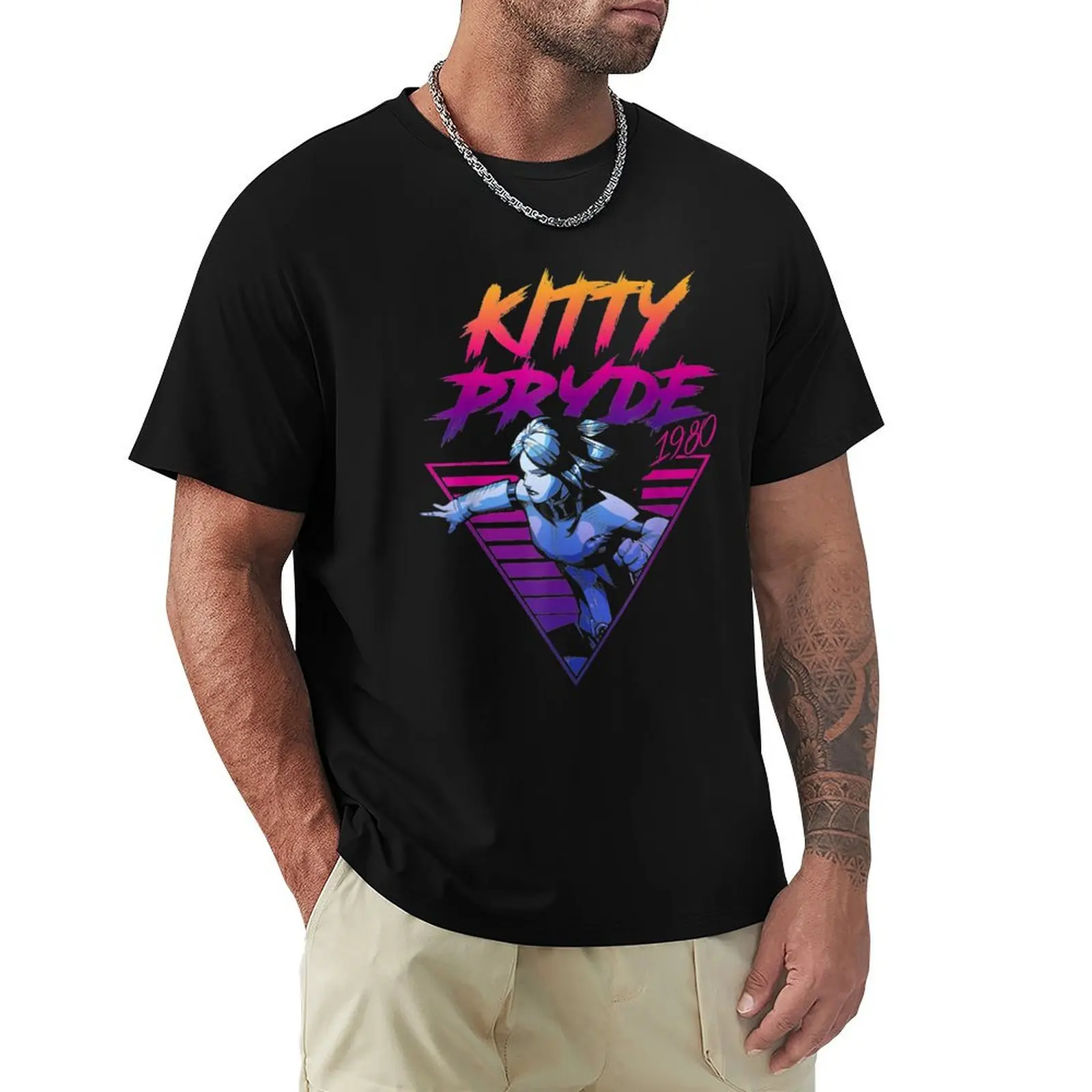 S Men Kitt Pryde Retro Neon Triangle T-Shirt Lightweight Running Sports T-Shirt