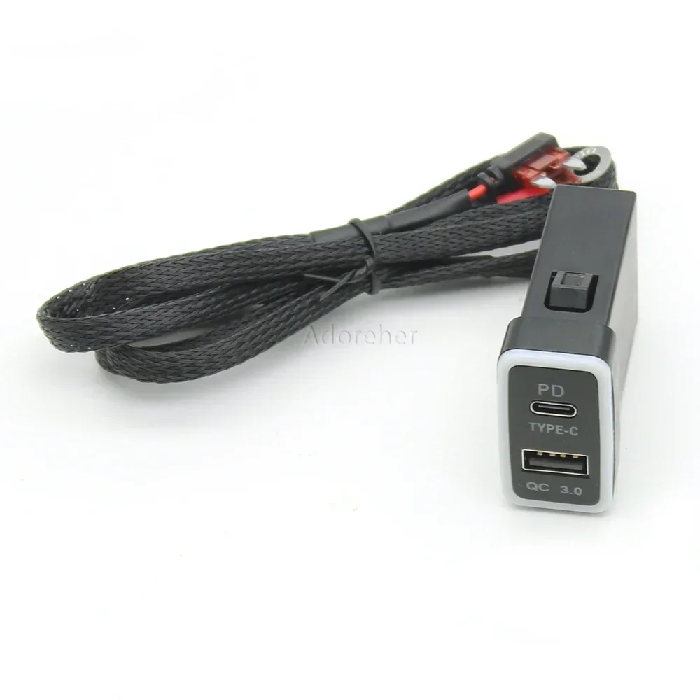 1 PC TYPE C USB PD QC3.0 USB Two Interface Socket Fast Car Charger for Toyota Tacoma Land Cruiser Reiz Hilux Prado 120 FJ CRUISE