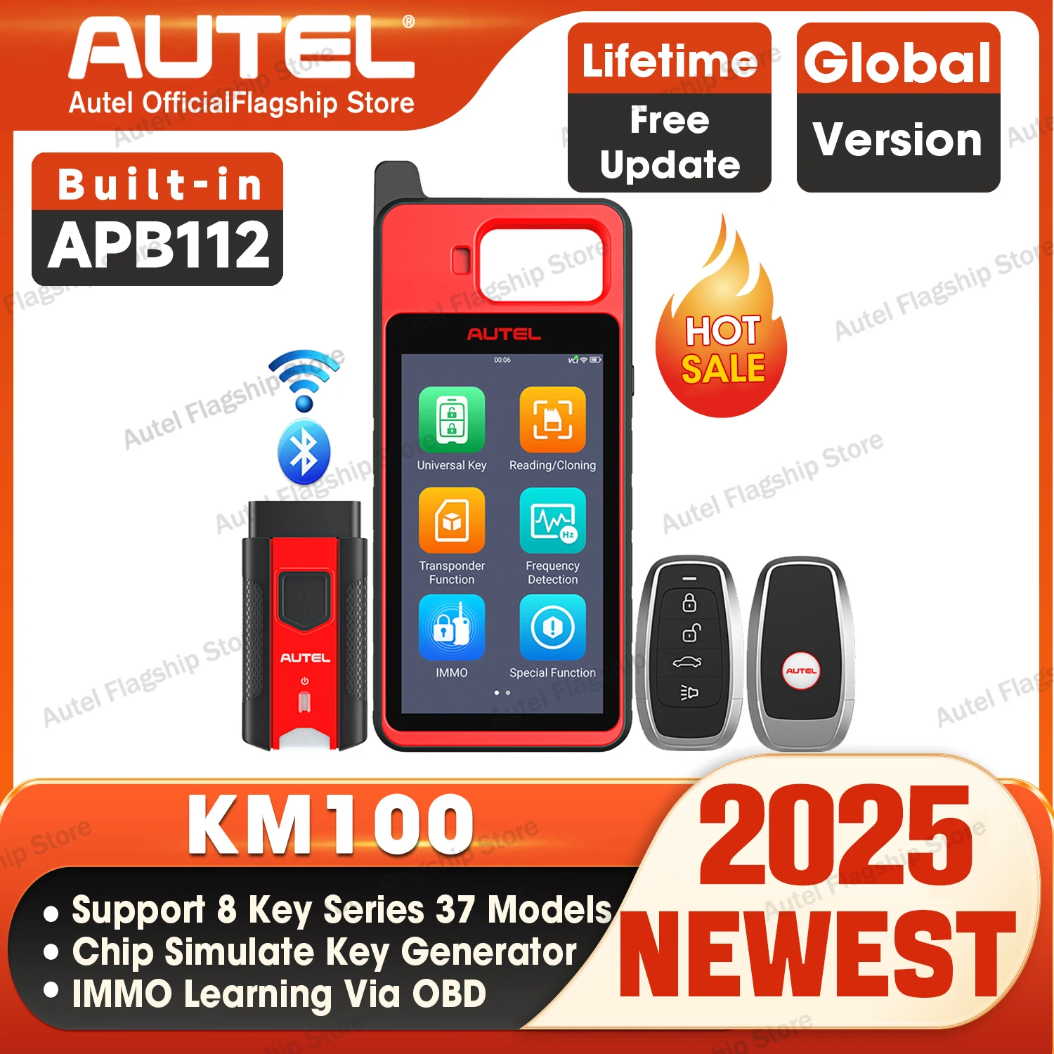 Autel MaxiIM KM100 KM100X Key Fob Programmer Immobilizer Tool Key Creation IMMO Learning Chip Read Cloning Frequency Detection