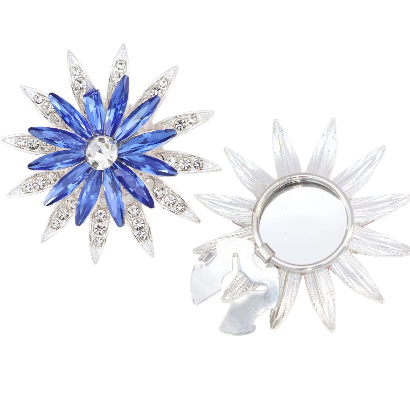 Double-layer Rhinestone Sunflower Cufflinks Rotatable Button Closure Cap Snap Fastener Party Banquet Jewelry Accessories