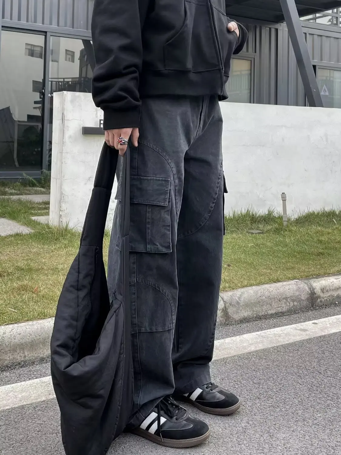 American Vibe Patchwork Cargobroek Heren Dames Retro Rechte pijpen Casual lange broek Koreaanse High Street Design Casual broek