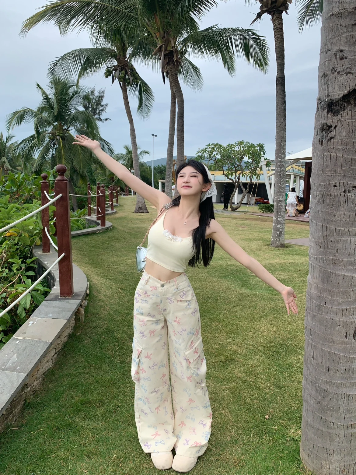 

High Waist Straight Leg Wide Leg Pants Set with Knot Print Workwear Pants for Women Pure Desire Lace Heart Design