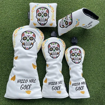 Cubiertas de cabeza de madera para Club de Golf, Calavera mexicana, conductor, Fairway, Woods, cubierta híbrida, funda protectora para cabeza de club de Golf, esqueleto