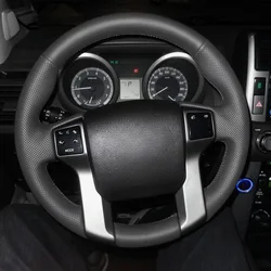 For Toyota Land Cruiser Prado 2010-2015 Tundra 2013-2017 Tacoma 4Runner 2011-2016 Hand Stitched Car Steering Wheel Cover Leather