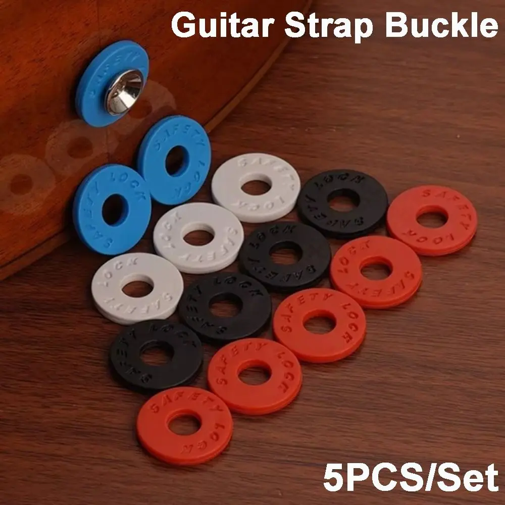 5PCS/Set Rubber Material Guitar Strap Buckle Secure Fastening Colorful Bass Guitar Strap Blocks Anti-slip Guitar Strap Gasket